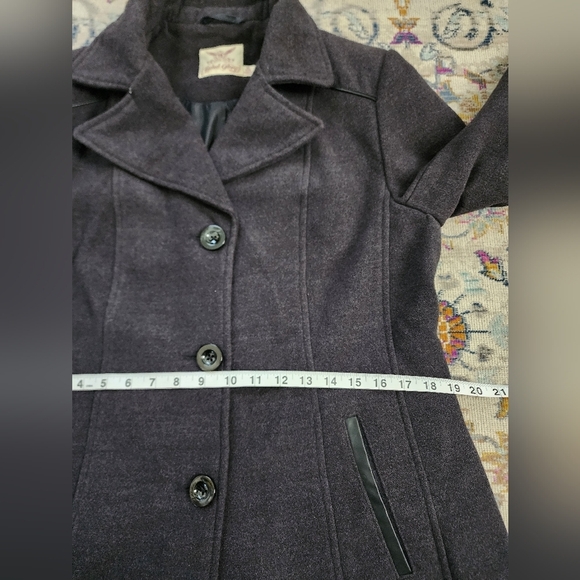 Faded Glory, Women's Grey/Black Button Up Pea Coat Wide Collard Y2K, sz MD (8/10 - Picture 10 of 15